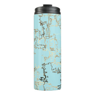Retro Brown en Blue Cool Pattern Thermosbeker
