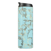 Retro Brown en Blue Cool Pattern Thermosbeker (Geroteerd rechts)