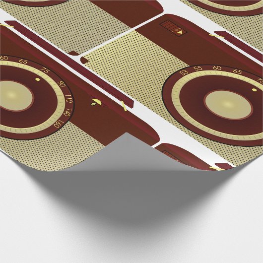 Retro Brown en Goud Antiek Radio Cadeaupapier