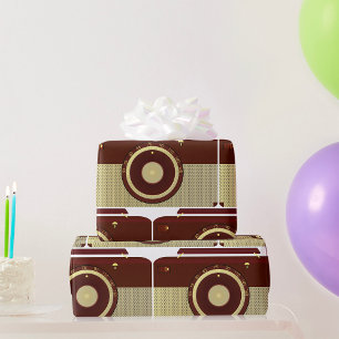 Retro Brown en Goud Antiek Radio Cadeaupapier