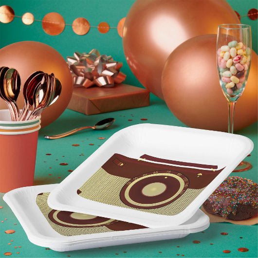 Retro Brown en Goud Antiek Radio Papieren Bordje