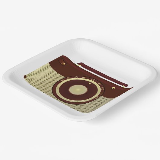 Retro Brown en Goud Antiek Radio Papieren Bordje (Gebogen)