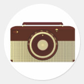 Retro Brown en Goud Antiek Radio Ronde Sticker (Voorkant)