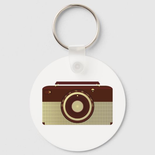 Retro Brown en Goud Antiek Radio Sleutelhanger (Achterkant)