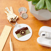 Retro Brown en Goud Antiek Radio Sleutelhanger