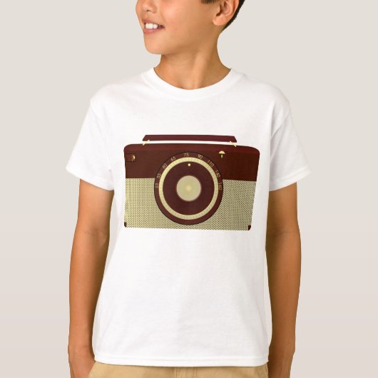 Retro Brown en Goud Antiek Radio T-shirt (Voorkant)