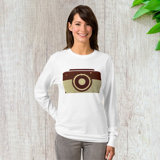 Retro Brown en Goud Antiek Radio T-shirt