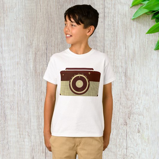 Retro Brown en Goud Antiek Radio T-shirt