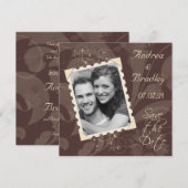 Retro Brown en Ivory Photo Wedding Save the Date (Voorkant / Achterkant)