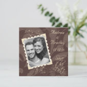 Retro Brown en Ivory Photo Wedding Save the Date (Staand voorkant)