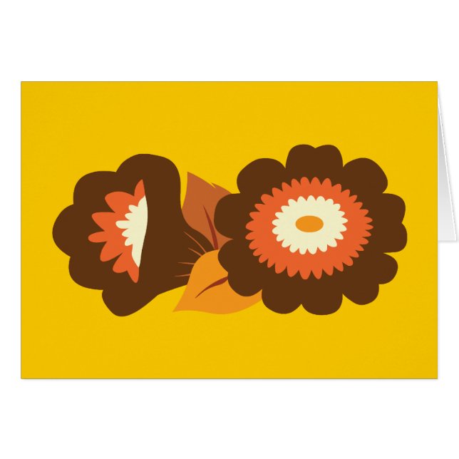 Retro Brown Flowers (Voorkant Horizontaal)