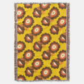 Retro Brown Flowers Deken (Voorkant Verticaal)