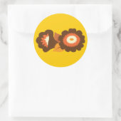 Retro Brown Flowers Ronde Sticker (Tas)
