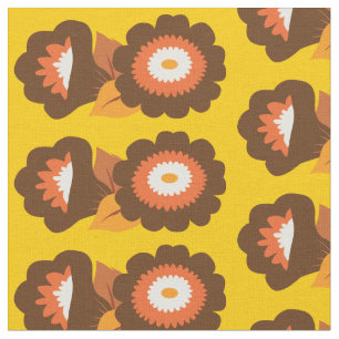 Retro Brown Flowers Stof