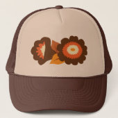 Retro Brown Flowers Trucker Pet (Voorkant)