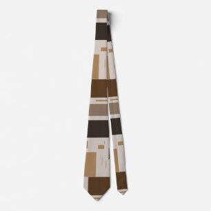 Retro Brown Geometric Pattern Mannen Stropdas