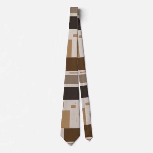 Retro Brown Geometric Pattern Mannen Stropdas (Voorkant)