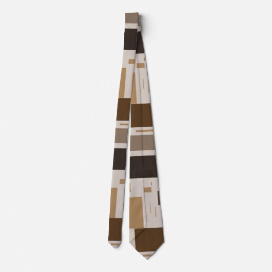 Retro Brown Geometric Pattern Mannen Stropdas (Achterkant)