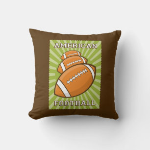 Retro  Brown Green 3 Amerikaanse Footballs Kussen