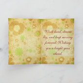 Retro Brown Green Mod Floral Birthday Card Kaart (Binnen)