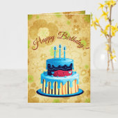 Retro Brown Green Mod Floral Birthday Card Kaart (Gele Bloem)