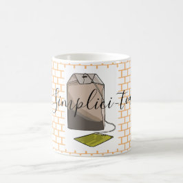 Retro Brown Green Tea Bag op Oranje stenen Koffiemok