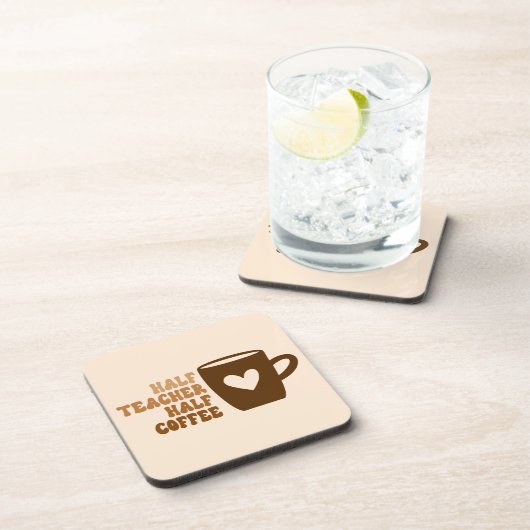 Retro Brown Half Teacher Half Coffee Drink Bevera Bier Onderzetter (Rechterzijde)