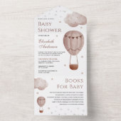  Retro Brown Hot Air Ballon Baby shower All In One Uitnodiging (Binnen)