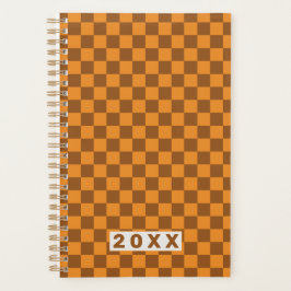 Retro Brown Orange Checkerboard 2026 Planner
