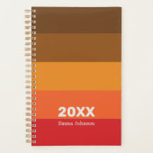 Retro Brown Orange Red Stripe 2026 Name Planner (Voorkant)
