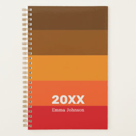 Retro Brown Orange Red Stripe 2026 Name Planner