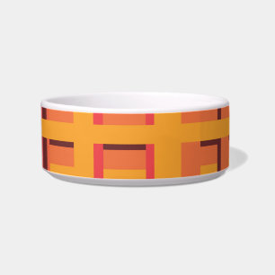 Retro Brown Oranje Yellow Stripes Patroonplaat Bow Voerbakje