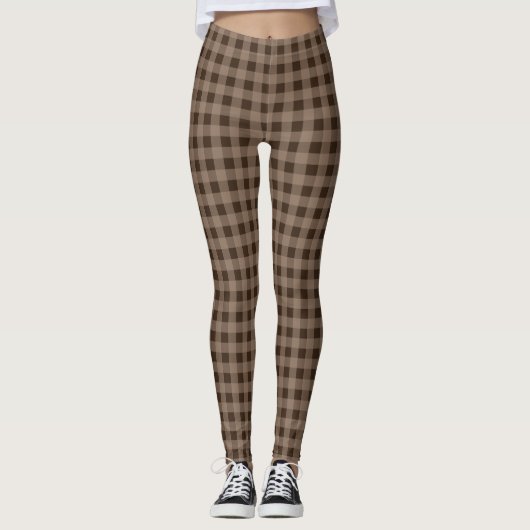 Retro Brown Plaid Leggings (Voorkant)