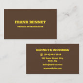 Retro Brown Private Investigator Visitekaartje (Voorkant / Achterkant)