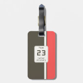 Retro Brown Red Racing Vertical Stripes Bagagelabel (Achterkant verticaal)