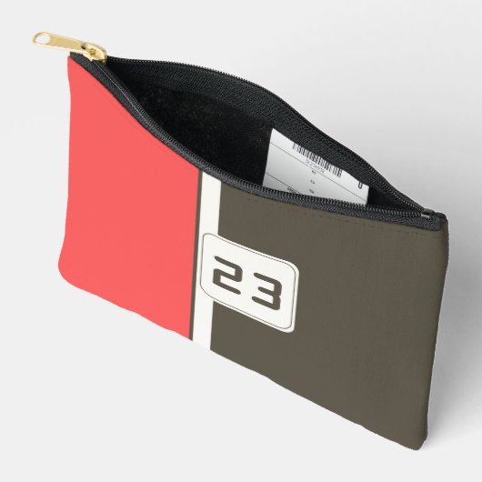 Retro Brown Red Racing Vertical Stripes Etui (Open)