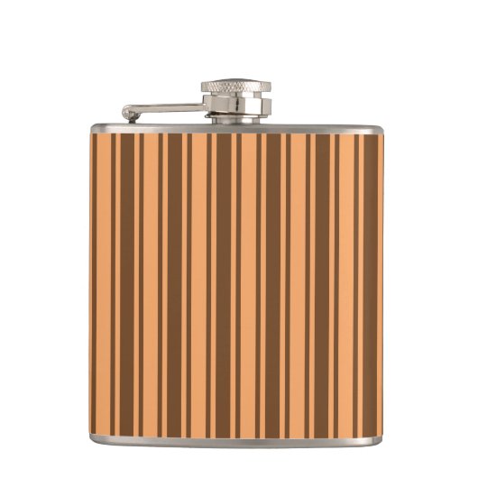Retro brown snoep stripes uit de jaren zeventig heupfles (Voorkant)