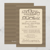 Retro Brown Tan Cocktail Party Vrijgezellenfeest Kaart (Voorkant / Achterkant)