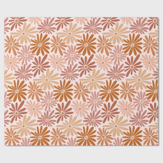 Retro Brownish Daisy Cadeaupapier (Vlak)
