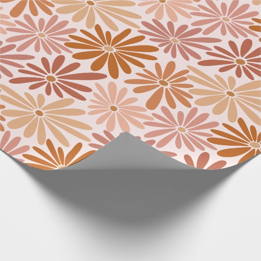 Retro Brownish Daisy Cadeaupapier (Hoek)