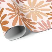 Retro Brownish Daisy Cadeaupapier (Rol Hoek)