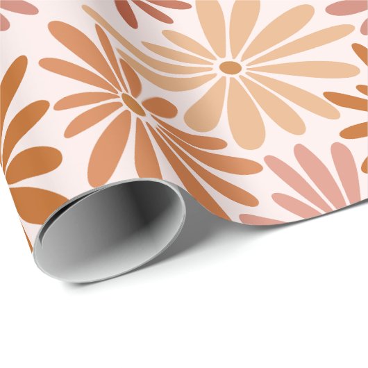 Retro Brownish Daisy Cadeaupapier (Rol Hoek)