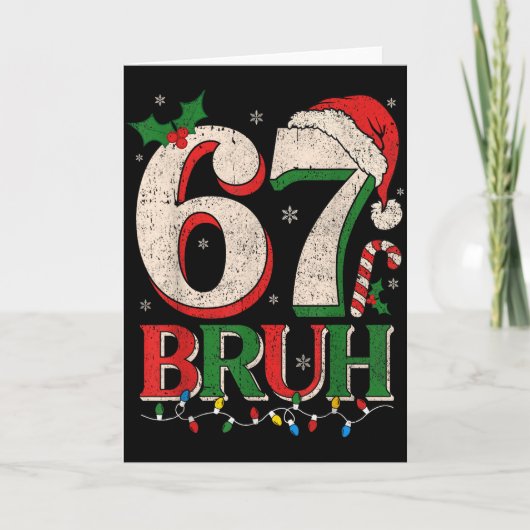 Retro Bruh 67 Six Seven 6 7 Christmas Shirts Men W Kaart (Voorkant)