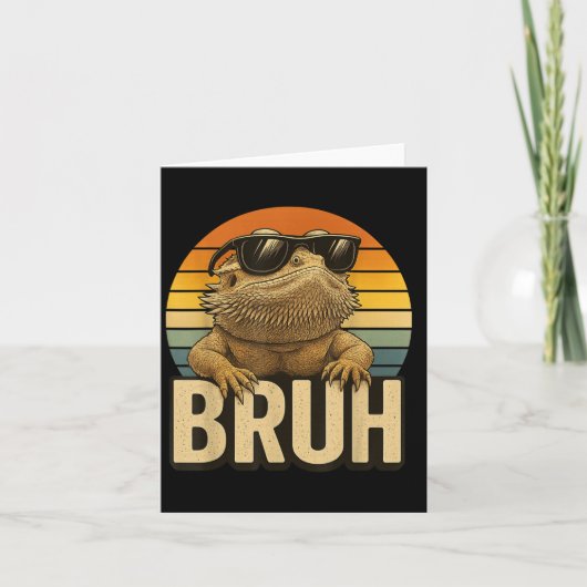 Retro Bruh Bearded Dragon Funny Lizard Vintage Kaart (Voorkant)