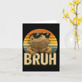 Retro Bruh Bearded Dragon Funny Lizard Vintage Kaart (Gele Bloem)