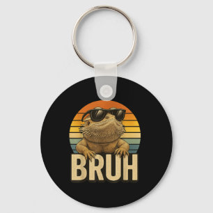 Retro Bruh Bearded Dragon Funny Lizard Vintage Sleutelhanger