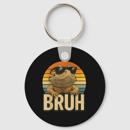 Retro Bruh Bearded Dragon Funny Lizard Vintage Sleutelhanger (Voorkant)