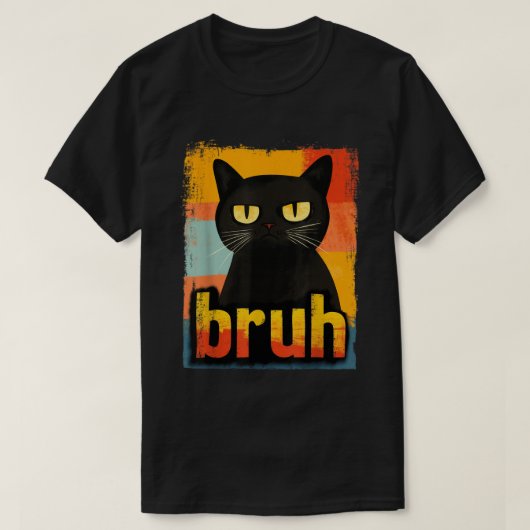 Retro Bruh Cat Funny Meme Design T-shirt (Design voorkant)