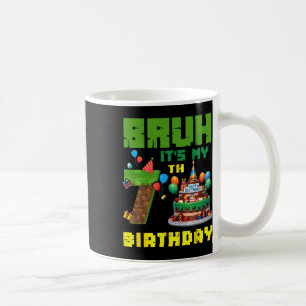 Retro Bruh Het Is Mijn 7e Verjaardag Pixel Cake Ga Koffiemok