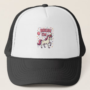 Retro Bruh Ik ben 8 Eenhoorn Verjaardagsfeestje Sc Trucker Pet